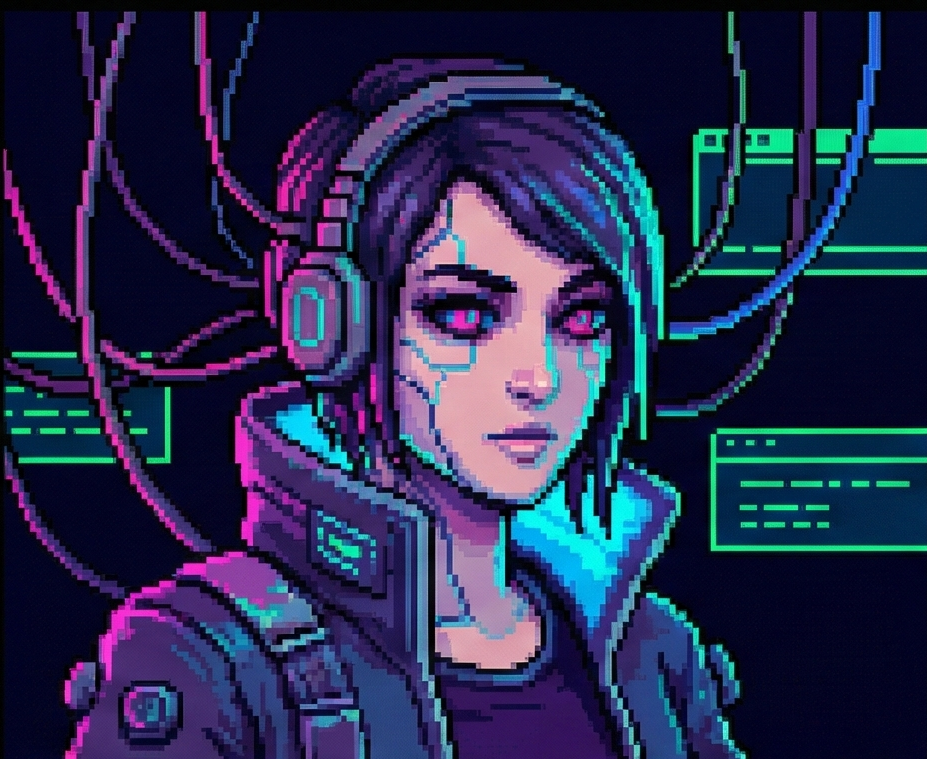 8-bit pixel avatar example - AI generated pixel art profile picture for Discord and gaming